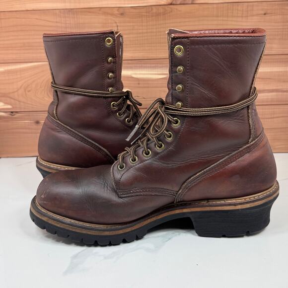 Red Wing Vintage Logger Work Leather Boots Burgundy Made USA Mens size 10 D - Picture 13 of 15